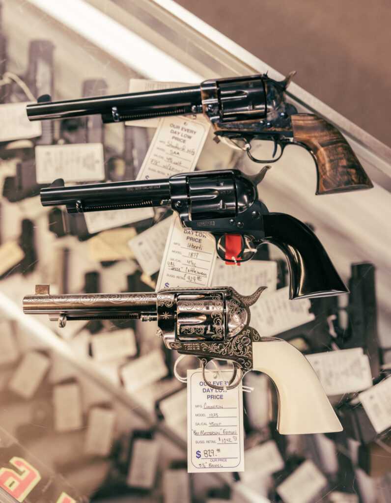 Guns on top of display counter